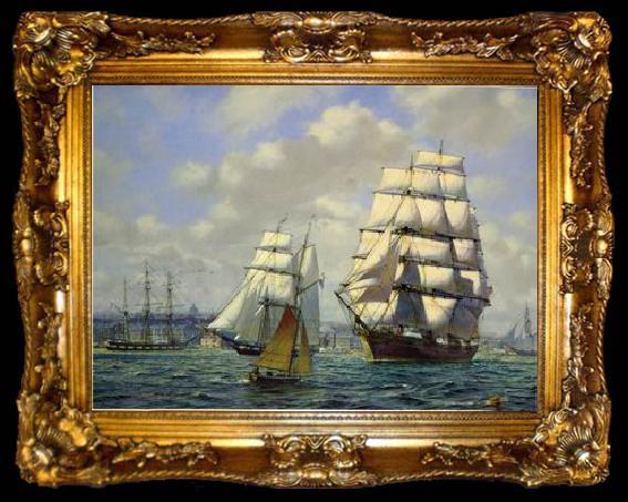 framed  unknow artist Seascape, boats, ships and warships. 54, ta009-2